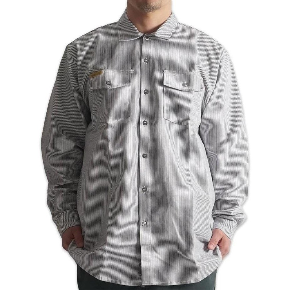 Vtg Hickory Stripe Wabash Engineer Workshirt Men Small 100% Cotton Made in USA